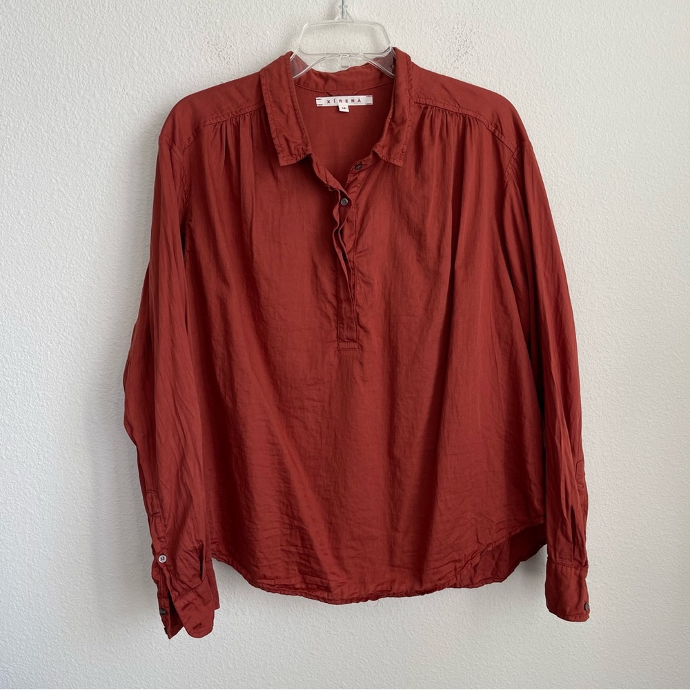 Xirena Popover Long Sleeve Cotton Blouse Shirt